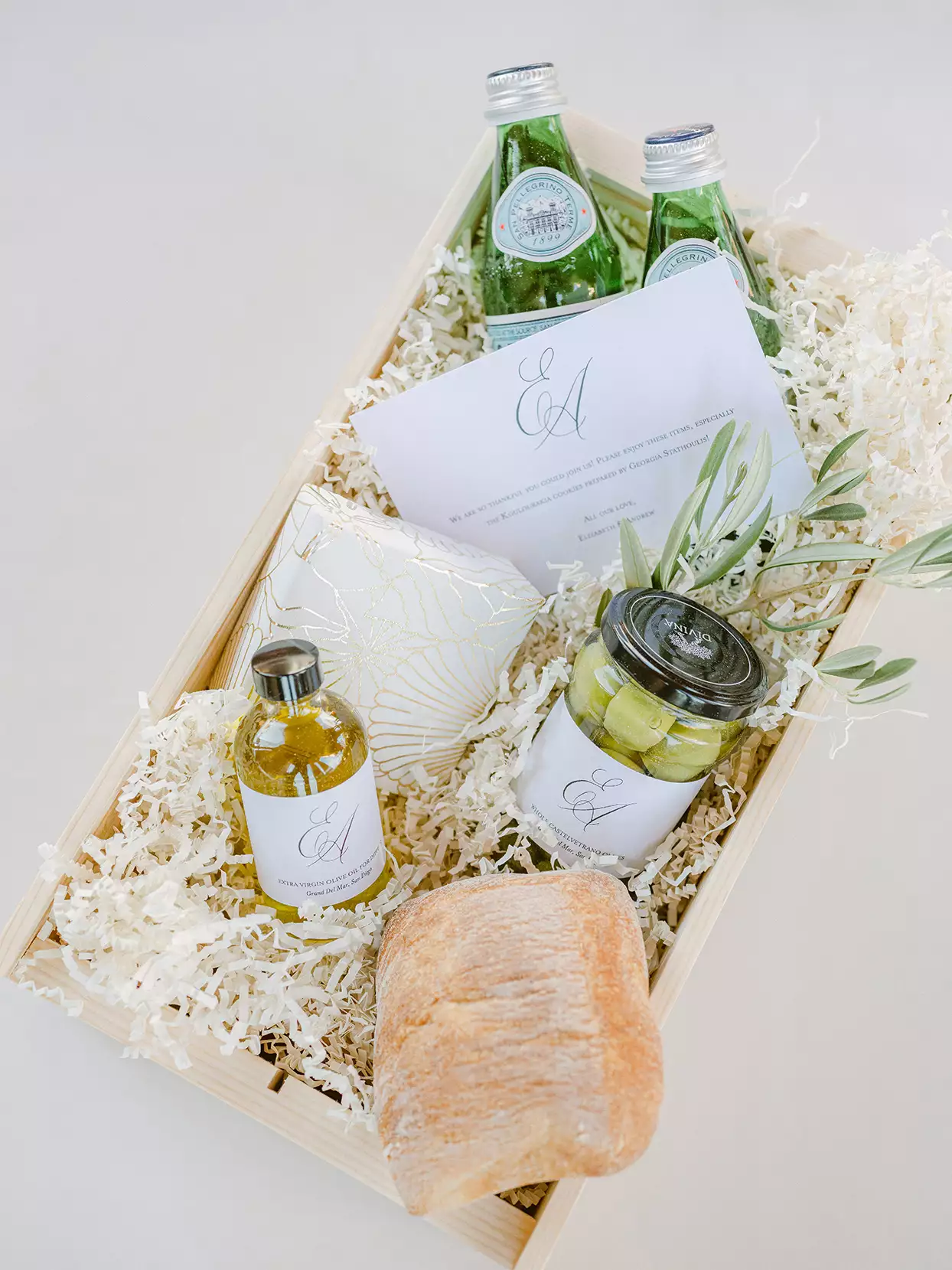 wooden welcome box of wedding favors