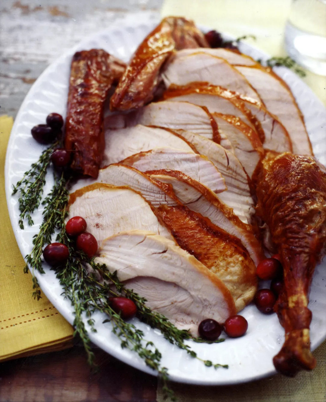 sliced roast turkey on a platter
