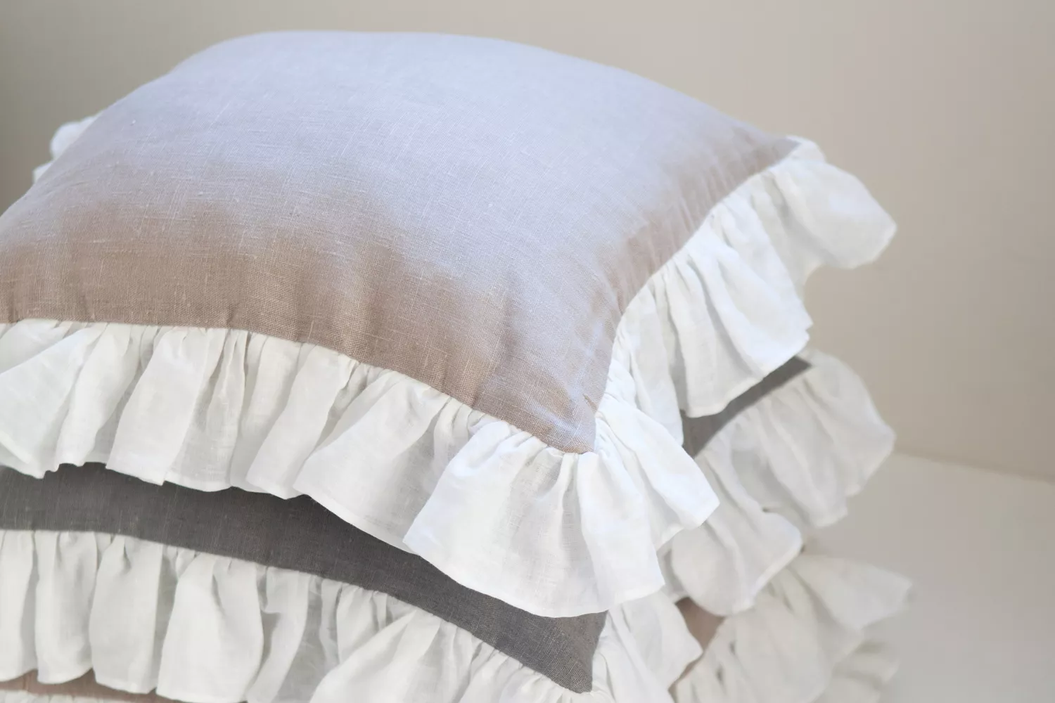 pillows with white ruffle
