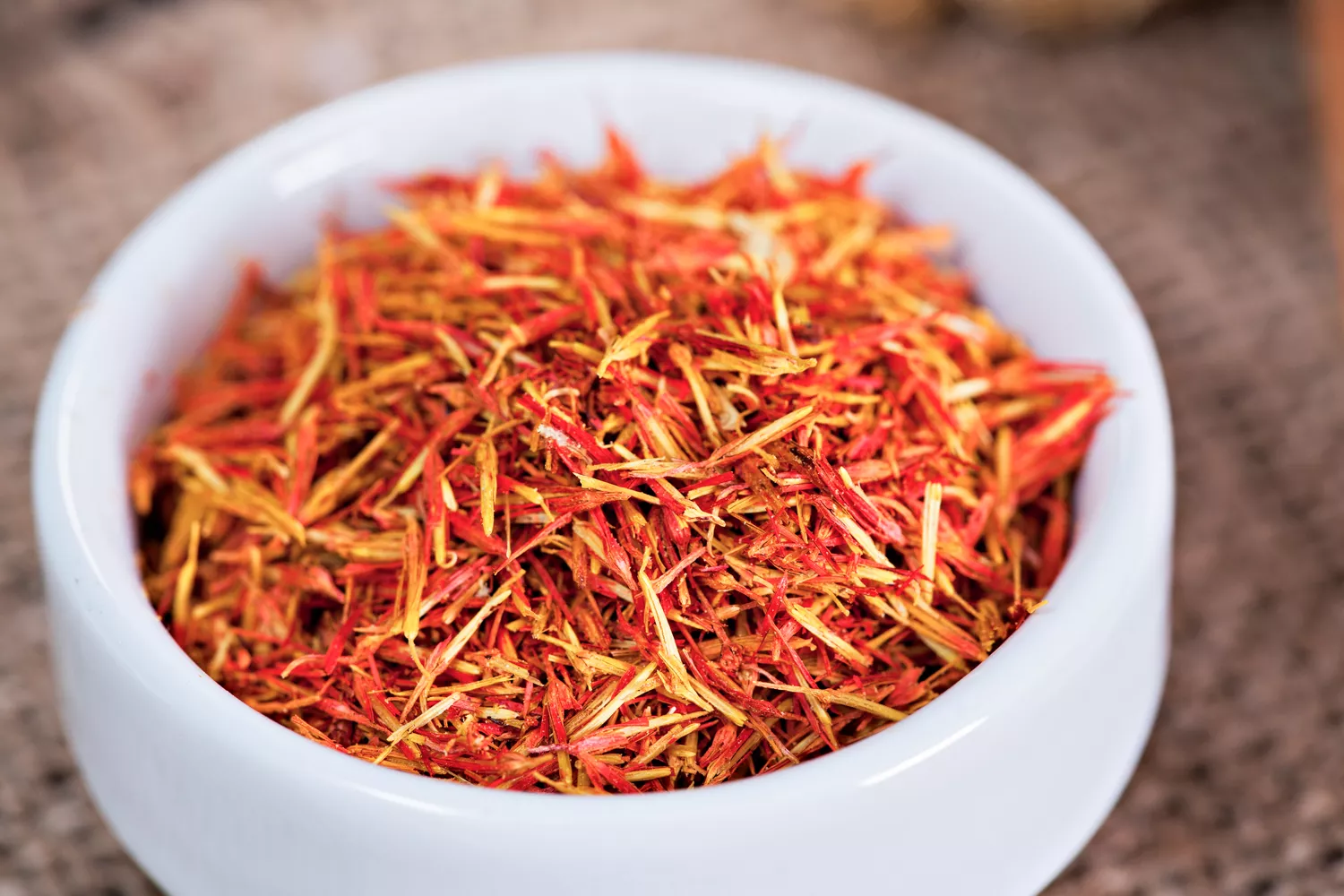 Saffron spice in bowl