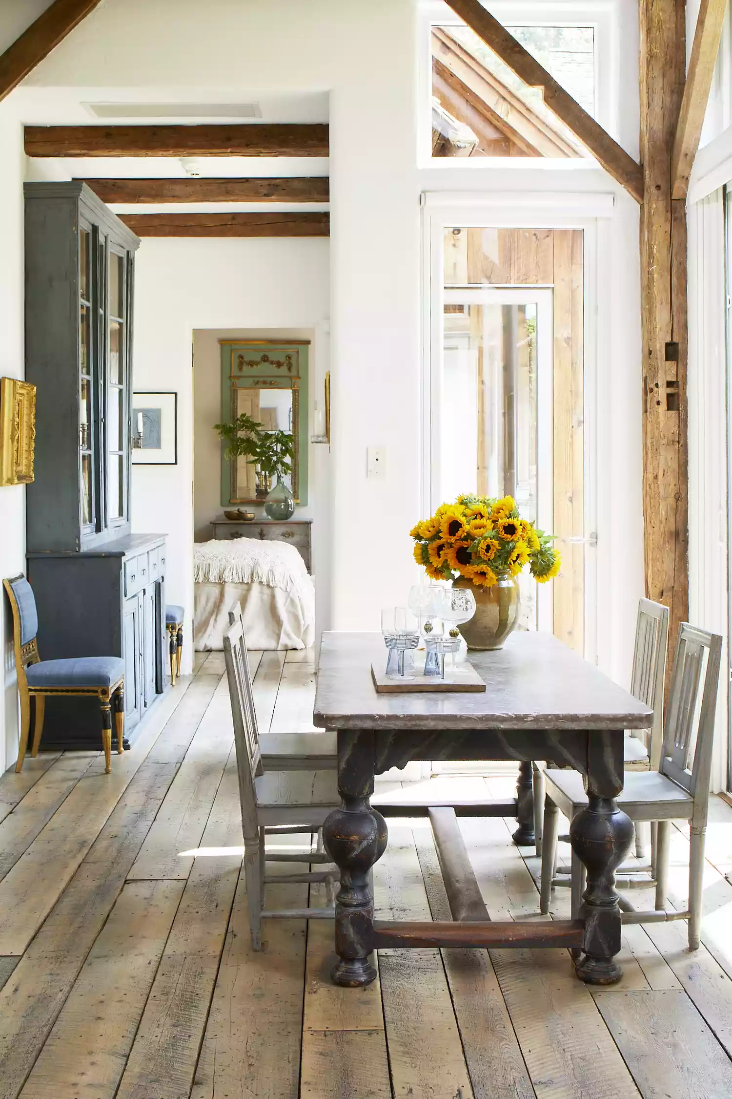 rustic dining room with antique furniture